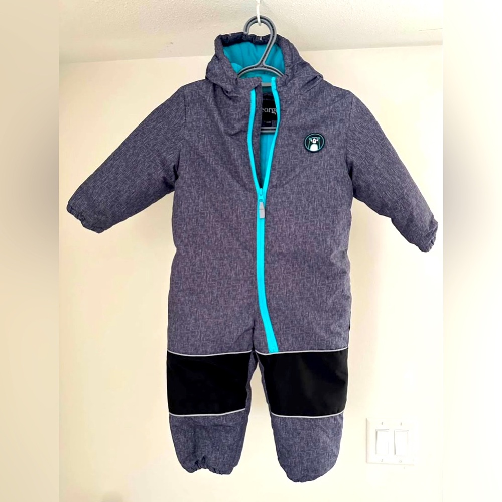 George Gray and Teal Baby Snowsuit